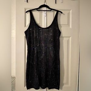 Express Black Silver Beaded Mini Tank Dress sz Lg
